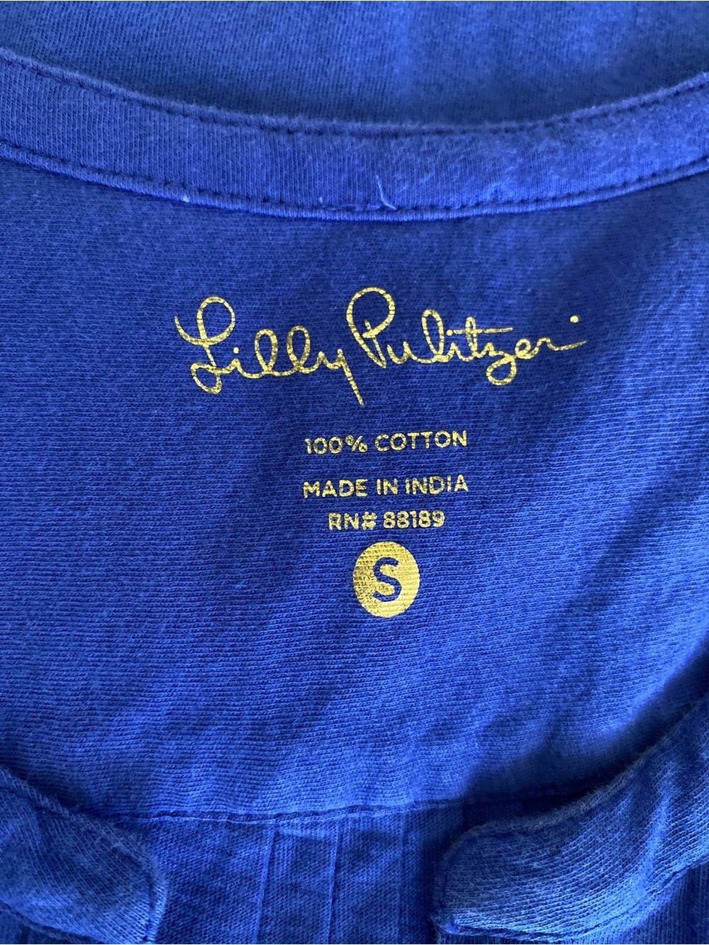Lilly Pulitzer Sleeveless Pintuck Henley Top Tunic BlouseCobalt Blue Small Beach - Picture 10 of 12